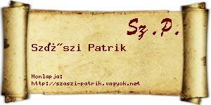 Szászi Patrik névjegykártya