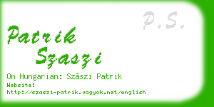 patrik szaszi business card